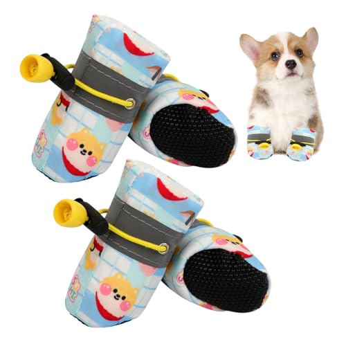 Puwaiio Welpenstiefel,Anti-Rutsch-Hundestiefel, 4X Welpenstiefel mit Kordelzug und Pfotenschutz für verschneite Tage, Rutschfester, schmutzabweisender, Leichter, weicher Boden für Katzenschuhe, Puwaiio Welpenstiefel,Anti-Rutsch-Hundestiefel, 4X Welpenstiefel mit Kordelzug und Pfotenschutz für verschneite Tage, Rutschfester, schmutzabweisender, Leichter, weicher Boden für Katzenschuhe, von Puwaiio