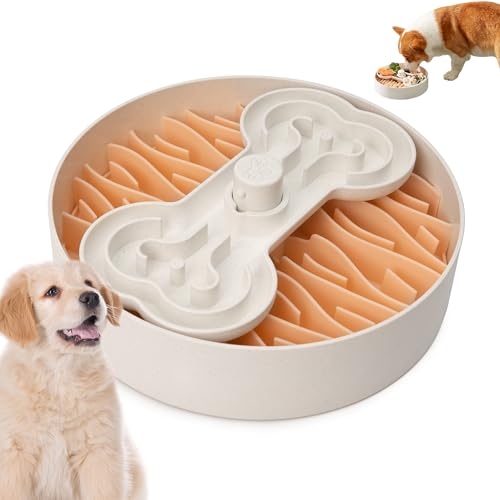 Puzzle Feeder Hundenapf, Slow Feeder Dog Bowls for Dogs, Dog Bowl Slow Feeder for Dry, Wet and Raw Food, Puzzle Bowl Lick Mat with Enrichment Texturen, Puppy Slow Dog Bowl, 9,8 Zoll, Rosa von Puzzle Feeder