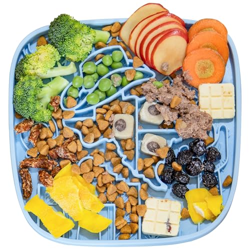 Puzzle Feeder Leckmatte für Hunde, gefrierbar, Spielzeug für geistige Stimulation und Angstlinderung, Silikon-Leckmatte für Hunde und Katzen, langsames Füttern, unterstützt alle Arten von Puzzle Feeder Leckmatte für Hunde, gefrierbar, Spielzeug für geistige Stimulation und Angstlinderung, Silikon-Leckmatte für Hunde und Katzen, langsames Füttern, unterstützt alle Arten von von Puzzle Feeder