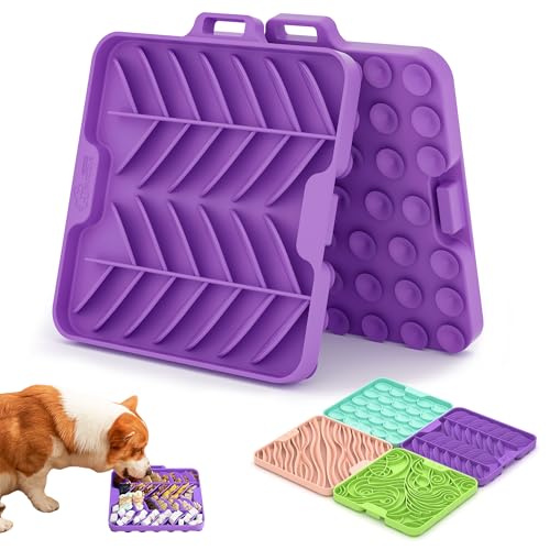 Puzzle Feeder Leckmatte für Hunde und Katzen mit Saugnäpfen, kreative Spleißmatte, spülmaschinenfest und gefrierbar, Anreicherungsspielzeug für Hunde, Violett Puzzle Feeder Leckmatte für Hunde und Katzen mit Saugnäpfen, kreative Spleißmatte, spülmaschinenfest und gefrierbar, Anreicherungsspielzeug für Hunde, Violett von Puzzle Feeder