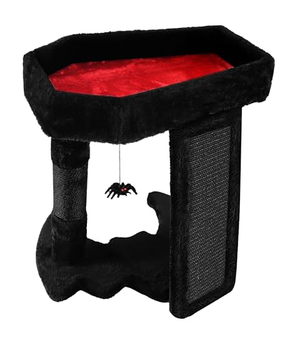 PuzzlePaw Gothic-Kratzbaum mit schwarzem Katzenkratzbaum und Sargbett für Indoor-Katzen, Gothic-Katzenkratzer, Halloween-Katzenturm mit Fledermausbasis und hängenden Spinnen, Spielzeug, Schwarz PuzzlePaw Gothic-Kratzbaum mit schwarzem Katzenkratzbaum und Sargbett für Indoor-Katzen, Gothic-Katzenkratzer, Halloween-Katzenturm mit Fledermausbasis und hängenden Spinnen, Spielzeug, Schwarz von PuzzlePaw