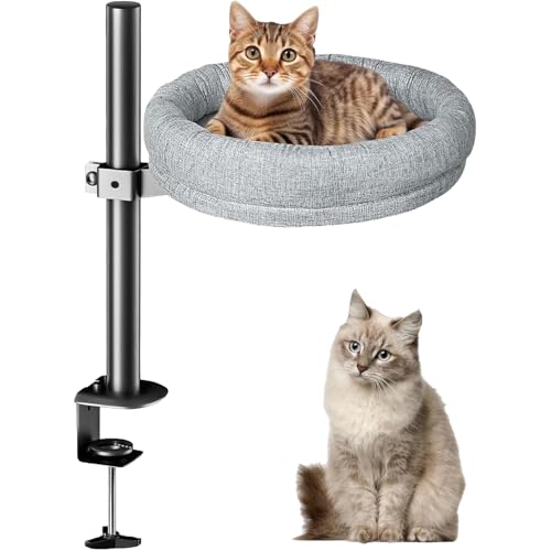 Drehbares Katzenbett für den Schreibtisch, Katzenbett für den Schreibtisch, höhenverstellbar, maximale Belastung 25 lbs, 360° drehbares Regal, tragbares, bequemes Möbelstück für Kätzchen Drehbares Katzenbett für den Schreibtisch, Katzenbett für den Schreibtisch, höhenverstellbar, maximale Belastung 25 lbs, 360° drehbares Regal, tragbares, bequemes Möbelstück für Kätzchen von Pveanns