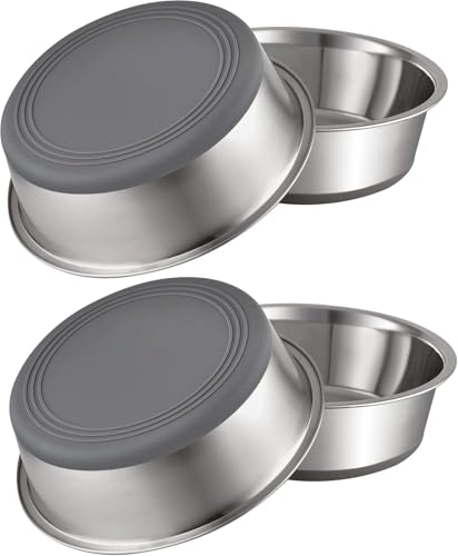 4 Stück Hundenapf Edelstahl, Hundenapf rutschfest mit Silikonboden, Hundenäpfe für Futter und Wasser, Hundeschüssel für Kleine Mittlere Große Hunde, Fressnapf Hund Metall, Dog Bowl (900ML) von PvenesKavenoom