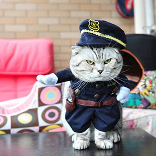 Halloween Katzen Kostüme,Weiche Passform Katzen Cosplay Polizist Uniform Lustige Katzen Hunde Kostüme Geschenke für Katzen Hunde von Pvnoocy