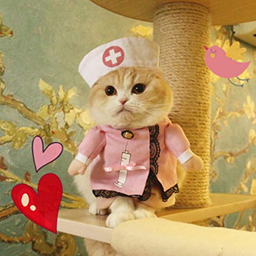 Halloween Katzen Kostüme,Cosplay Katzen Uniform Lustige Krankenschwester Haustier Mantel für Katzen Hunde Geschenke von Pvnoocy