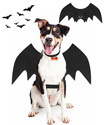 Halloween Hund Fledermaus Flügel Kostüm, Haustier Halloween Cosplay Party Dress Up Kleidung mit Kürbis Glocken für Hunde und Katzen von Pweituoet