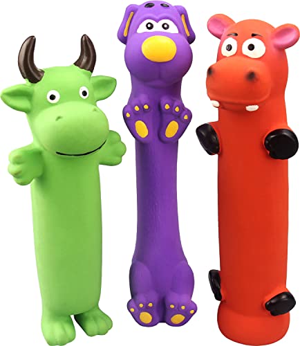 PWEITUOET 22,9 cm Quietschendes Hundespielzeug für kleine Hunde, 3 Stück, lustiges Gummi-Hundespielzeug, Latex-Hundespielzeug für Welpen von Pweituoet