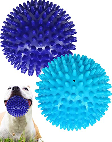 Pweituoet 2 Stück 11,4 cm strapazierfähige, quietschende Hundebälle für mittelgroße und große Hunde, Spikey Dog Ball Spielzeug für saubere Zähne und Training, großes Hundespielzeug für aggressive von Pweituoet