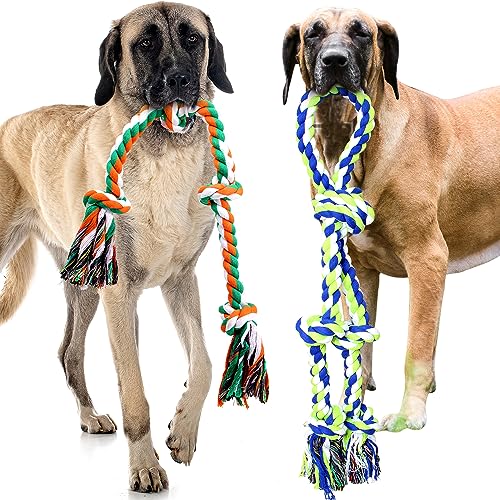 Pweituoet Verbessertes Hundespielzeug aus Seil für Aggressive Kauer, Hundespielzeug für mittelgroße und große Hunde, unzerstörbares Kauspielzeug für Hunde, 2 Stück, Robustes Hundespielzeug für große von Pweituoet