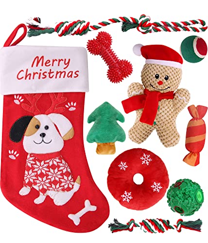 Weihnachts-Hundespielzeug mit Weihnachtsstrumpf für Hunde, entzückende Hunde, Geschenke für Welpen, kleine, mittelgroße Hunde von Pweituoet