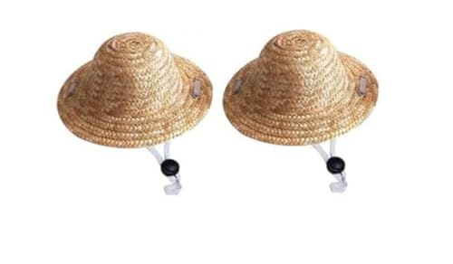 Strohhut für den Sommer, verstellbar, für den Außenbereich, für Welpen, kleine Kätzchen, Katzen, Sonnenhut, Hundehut, Bekleidung und Zubehör, Hellbraun, 1 Stück von Pxiryanlow