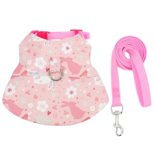 Schönes Kaninchengeschirr und Leine, Set für kleine Haustiere, atmungsaktiv, langlebig, Polyester-Geschirr für Outdoor-Spaß von Pyasuye