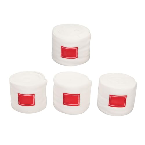 -Beinbandagen für Pferde, 4 Stück, 3,9 M Lang, Weiche Fleece-Polierbandagen für Pferde, 4er-Set, Verstellbare Beinbandagen, Stallbedarf, Schutz für Reitstiefel (White) von Pyhodi