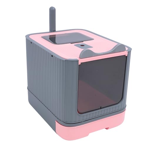 Pyhodi Geschlossene Katzentoilette, Katzentoilette mit Großem Fassungsvermögen und Geruchskontrolle mit Kunststoffüberzug von Oben und Leistungsstarker Funktion, für Kleine Bis (Rosa) von Pyhodi