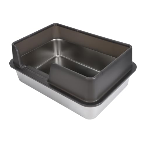 Katzentoilette aus Edelstahl, Design mit Seitlichem Zugang, Leicht zu Reinigen, Fusselfrei, Einfache Reinigung, Katzentoilette für Kleine Bis Mittelgroße Katzen, mit (Kleine Katzentoilette aus Edelstahl, Design mit Seitlichem Zugang, Leicht zu Reinigen, Fusselfrei, Einfache Reinigung, Katzentoilette für Kleine Bis Mittelgroße Katzen, mit (Kleine von Pyhodi