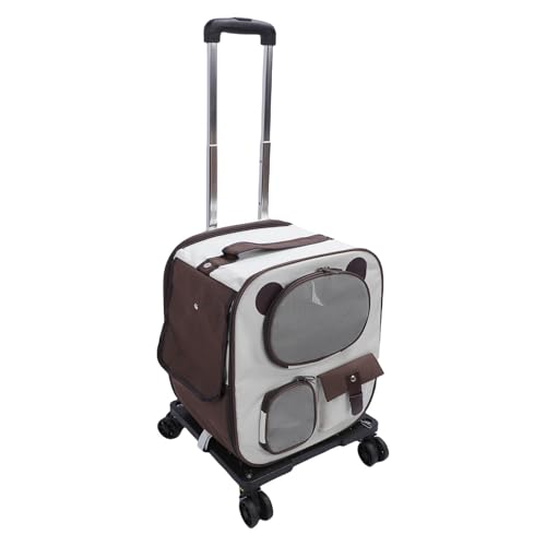 Pyhodi Cat -Rucksackträger mit Rädern, Hauptrollträger mit Großer Kapazität, Belüftete Tragbare Reisetasche für Haustiere, Doppelrad -Teleskopgriff, Modisches Design (Brown) von Pyhodi