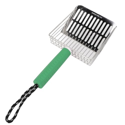 Pyhodi Edelstahl -Katzenstreu Schaufel, Streifenkopfkatze Katzentrutzei mit Abnehmbarem Griff, Einfacher Reinigung, Schnelles Sieben, Geeignet für Alle Arten von Wurf Geeignet (Green) von Pyhodi