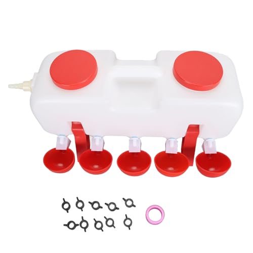 Hühnertränke 10L Große Kapazität, Top - Fill Tränkeeimer mit 10 Wassernäpfen für Hühner, Enten, Gänse - Automatischer Wasserspender, Einfache Montage, Leicht Tragen (Typ 1) von Pyltha