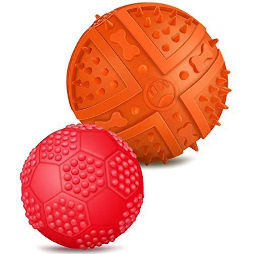 Pyugxab Quietschender Hundespielzeug-Ball – Kauspielzeug für Welpen, zum Spielen und zur Zahnreinigung, interaktives Hundespielzeug, Ball, kleine Bälle für Welpen, kleine, mittelgroße Hunde (2 Stück) von Pyugxab