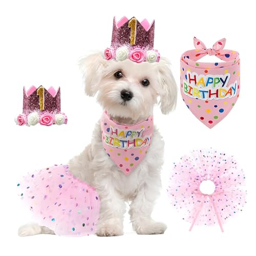 Pyuyan 4 Teiliges Haustier Geburtstag Outfits, Haustier Geburtstagsdekoration, Haustier Geburtstags Anzug, Haustier Tutu Rock Geburtstags, Haustier-Geburtstagstuch, für Hunde, Katzen, Haustiere Pyuyan 4 Teiliges Haustier Geburtstag Outfits, Haustier Geburtstagsdekoration, Haustier Geburtstags Anzug, Haustier Tutu Rock Geburtstags, Haustier-Geburtstagstuch, für Hunde, Katzen, Haustiere von Pyuyan