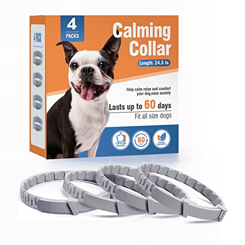 Beruhigendes Halsband für Hunde, 4 Packungen mit Pheromon-Halsband, 60 Tage Verwendung, lindert Angstzustände, Separates Design, beruhigendes Halsband, verstellbare Größe 63.5 cm Beruhigendes Halsband für Hunde, 4 Packungen mit Pheromon-Halsband, 60 Tage Verwendung, lindert Angstzustände, Separates Design, beruhigendes Halsband, verstellbare Größe 63.5 cm von Pzlagia