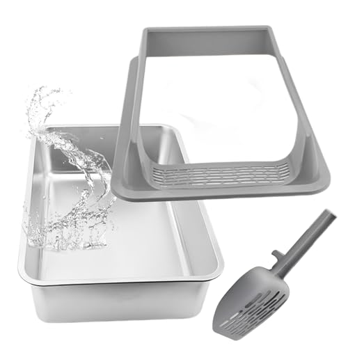 Cat Litter Box, Easy Clean Pet Litter Box, PP, Stainless Steel Semi Enclosed Cat Toilet with Scoop for Indoors, Living Room, Odor Control, Space-Saving Design, Comfortable for Cats, 40x30x19cm Cat Litter Box, Easy Clean Pet Litter Box, PP, Stainless Steel Semi Enclosed Cat Toilet with Scoop for Indoors, Living Room, Odor Control, Space-Saving Design, Comfortable for Cats, 40x30x19cm von Pzuryhg