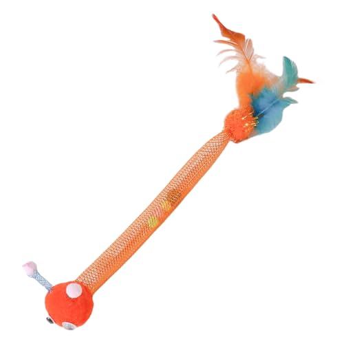 Cat Spring Tube Toy, Catnip Cat Teaser Spring Toys with Bell, Elastic Net, Feathers Physical Stimulation Indoor Kitten Play Supplies for Exercise, Teeth Cleaning, Chewing, Swatting, Hunting, 36cm von Pzuryhg