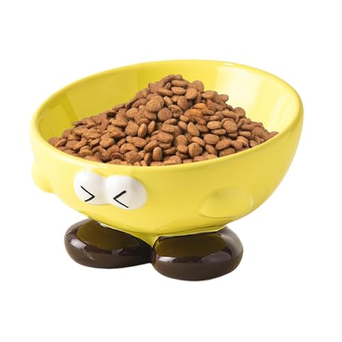 Ceramic Cat Feeder, Raised Pet Feeding Dish with Slanted Design, Cute Expression Pattern Food or Water Bowls for Small and Medium Animals, Ideal for Pet Dining, 5.71x3.86x2.68 in von Pzuryhg