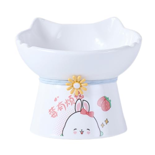 Elevated Cat Bowls, Tilted Feeder, Ceramic Anti-Vomit Food Dish, Whisker Friendly Design, Comfortable Eating Bowl for Indoor Pets, Kittens and Cats of All Ages, 14.3x9.4x12.8cm von Pzuryhg