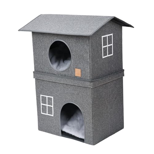 Foldable Cat House | Large 2-Layer Indoor Pet Bed | Semi-Enclosed Cat House with Door, Cozy Cold Weather Shelter for Small, Medium, and Large Cats for Small Medium Large Cats 16.54x12.2x26.77 Inches Foldable Cat House | Large 2-Layer Indoor Pet Bed | Semi-Enclosed Cat House with Door, Cozy Cold Weather Shelter for Small, Medium, and Large Cats for Small Medium Large Cats 16.54x12.2x26.77 Inches von Pzuryhg