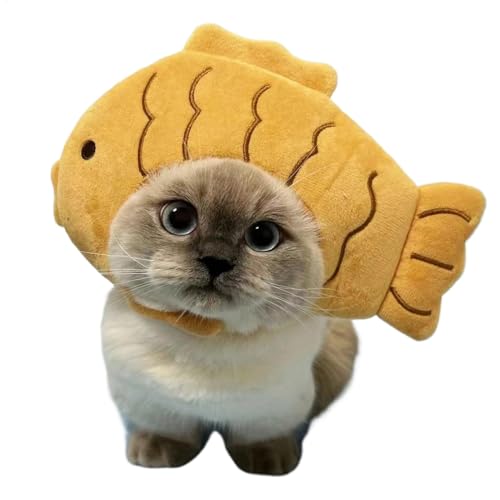 Haustierkostüme für Katzen, Cartoon-Katzenhut, atmungsaktiv, weiche und bequeme Haustier-Kopfbedeckung, niedliche Halloween-Foto-Requisite, festliches Accessoire für Versammlungen, Alltag und von Pzuryhg