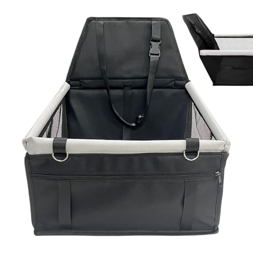 Hundeautositz, wasserdichte Tragetasche mit Aufbewahrungstasche, Netzfenster, abnehmbares waschbares Reisebett, Sicherheitsgurt mit verstellbarer Schnalle, perfekt für Welpen und kleine Hunde von Pzuryhg