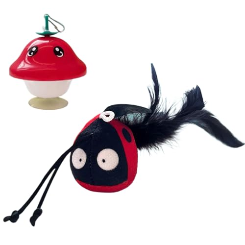 Interactive Cat Toy, Plush Chirping Interactive Kittens Toys, Plush Retractable Cord Touch Activated Indoor Games, Kitten Accessories, Pet Supplies for Enrichment, and Exercise, 5.91x3.15 Inches von Pzuryhg