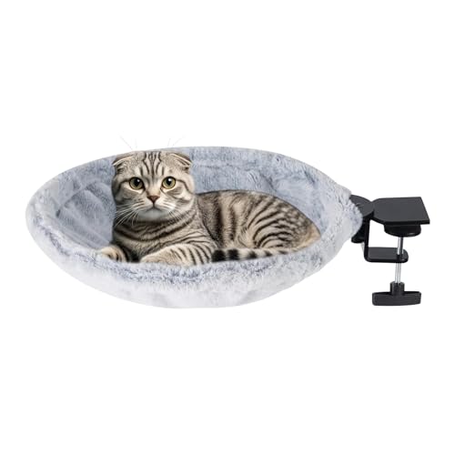 Kätzchen-Hängematte – Katzen-Schreibtischbett für bequemes Ausruhen und Spielen, starke Halterung mit verstellbarer Drehung, ergonomischer Katzensitz, gemütliches Schlafen für Wohnzimmer, Bücherregal von Pzuryhg