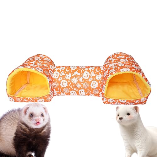 Kleines Haustier Versteck Nest - Gemütliches Halloween -Bett für winzige Tiere | Plüschfutter mit geräumigem Tunnel -Layout für Frettchen, Mäuse, Rennmäuse, Zuckergleichtatiker, Cavy Habitat Decor von Pzuryhg