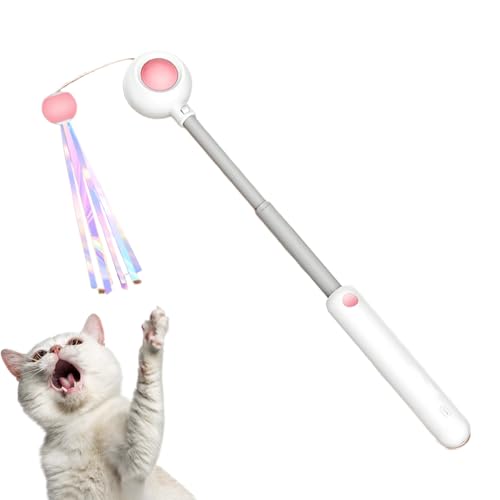 Pzuryhg Katzenfederspielzeug, Teleskop-Katzenspielzeug, interaktives Haustierspielzeug mit ausziehbarem und bunten Federn für Bewegung, Jagdinstinktstimulation für drinnen und draußen Pzuryhg Katzenfederspielzeug, Teleskop-Katzenspielzeug, interaktives Haustierspielzeug mit ausziehbarem und bunten Federn für Bewegung, Jagdinstinktstimulation für drinnen und draußen von Pzuryhg