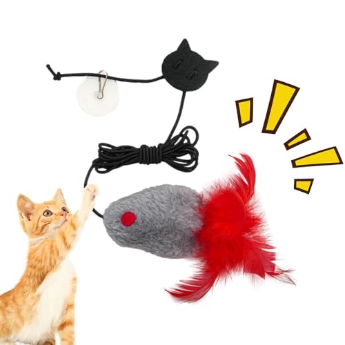 Pzuryhg Katzenfederspielzeug – Kreativer Katzenfederstab, interaktives Spielzeug, buntes Katzenspielzeug, flexibles Selbstbedienungs-Katzenspielzeug für kleine und mittelgroße Katzen von Pzuryhg