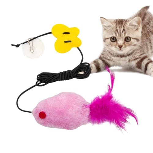 Pzuryhg Katzenspielzeug mit Federn – interaktives Katzenspielzeug, flexibles und elastisches Selbstbedienungs-Katzenspielzeug, buntes Katzenspielzeug für Innen- und Außenbereich von Pzuryhg