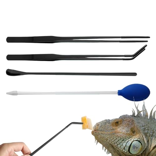 Terrarium Aquarium Tools Tip Aquarium Tweezers, Stainless Steel Rubber Material, Comfortable Terrarium Supplies, Reptile Utensils for Gecko, Lizard, 27x1x1cm, Bearded Dragon Care von Pzuryhg