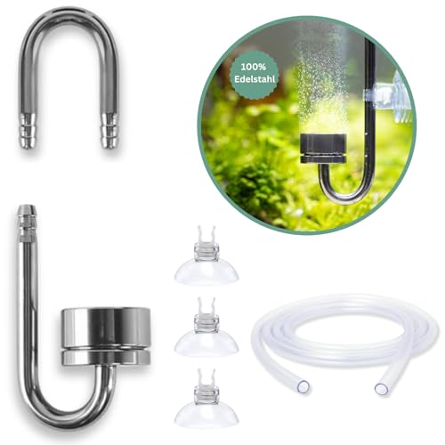 Q-Grow CO2 Diffusor Aquarium aus Edelstahl, mit wechselbarer Keramikscheibe, inkl. 2m Schlauch - Variable Länge von Q Grow Innovative Aqua Tools