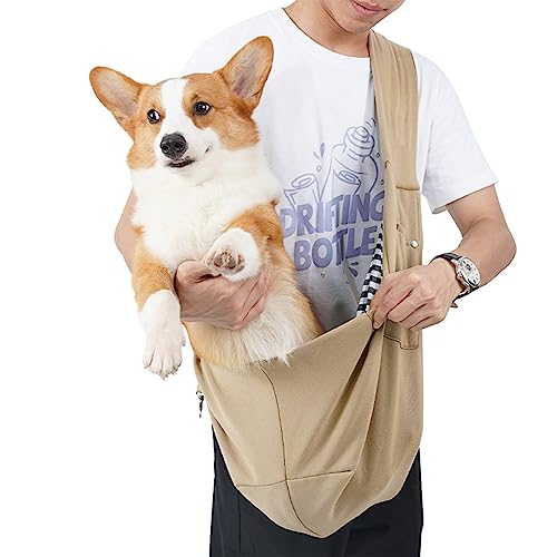 Q QINGGE Hundetragetasche – Katzentrage mit weichem Beutel und Tragetasche, mit Netz, geeignet für kleine Hunde und Katzen bis zu 5,9 kg (Khaki) von Q QINGGE