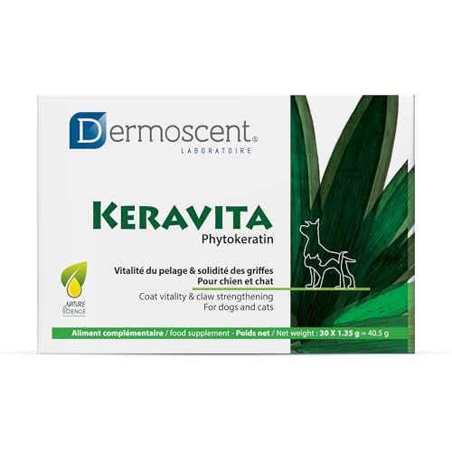 Keravita | Vitalität fürs Fell und Starke Krallen für Hunde und Katzen | Natürliche Formel mit botanischem Keratin, Bambus, Vitaminen und Zink | Leicht zu handhabende, schmackhafte Tabletten von Dermoscent