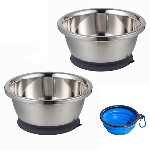 QANIUOS Hundenapf Edelstahl 2 Stück, rutschfest Futternapf Hund mit Saugkraft, Tief Wassernapf und Fressnapf Hund für Mittelgroße Große Hunde 2200ml QANIUOS Hundenapf Edelstahl 2 Stück, rutschfest Futternapf Hund mit Saugkraft, Tief Wassernapf und Fressnapf Hund für Mittelgroße Große Hunde 2200ml von QANIUOS
