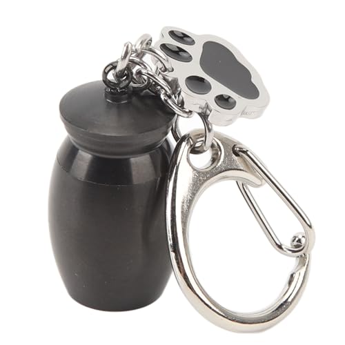 QANYEGN Haustier Urnen Schlüsselbund, Haustier Hundekatze Einäscherung, kleine Haustierasche Andenken für Hundekatze Asche (Black) von QANYEGN