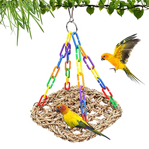 Papageienschaukel | Haustier-Vogel-Spielzeug | Bissfestes Vogel-Kauspielzeug mit Fester Schnalle Kletternetz mit Farbiger Kette für Sittiche Qarido von QARIDO