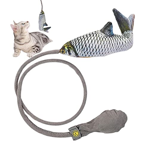 QARIDO Cat Zauberstab Teaser Spielzeug | Interaktives Catcher-Zauberstabspielzeug für Katzen,Interaktives Katzenfisch- und Pferdeschwanz-Spielzeug für Bewegung und Entwicklung, Haustierspielzeug von QARIDO
