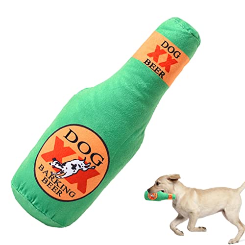 QARIDO Plüsch-Hundespielzeug | Gefüllte Weinflasche Kauspielzeug mit BB Sounder - Gefülltes Beißspielzeug für mittelgroße Hunde, süßes Haustier-Beruhigungsspielzeug für Bewegung und Entspannung von QARIDO