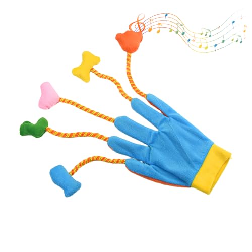 QARIDO Teaser-Handschuhe für Katzen,Katzen-Teaser-Handschuhe - Katzenspielzeug-Handschuhe Teaser-Handschuhe | 5-Finger-Katzenspielzeug mit Glöckchen, Kätzchenspielzeug, Plüschhandschuhe für Katzen, von QARIDO