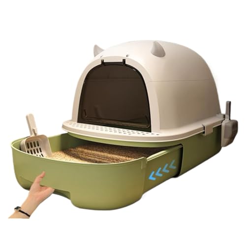 Katzentoilette mit Schaufel, grün, leicht zu reinigen, Kastendeckel, abnehmbare Verschütten, verhindert Wände, für Kätzchen, ausgewachsene Katzen, Kaninchen, oben offen, 520 x 410 mm, 400 mm Katzentoilette mit Schaufel, grün, leicht zu reinigen, Kastendeckel, abnehmbare Verschütten, verhindert Wände, für Kätzchen, ausgewachsene Katzen, Kaninchen, oben offen, 520 x 410 mm, 400 mm von QAZXDRFG