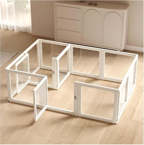 Extra breites Haustiergitter und Hundelaufstall, erweiterbarer Hundestall, Kunststoffzaun for Hundewelpen, Wurfkiste for Welpen, stabil und leicht zu reinigen(H60cm,C-186x66cm/73x26IN) von QBGJDOGE